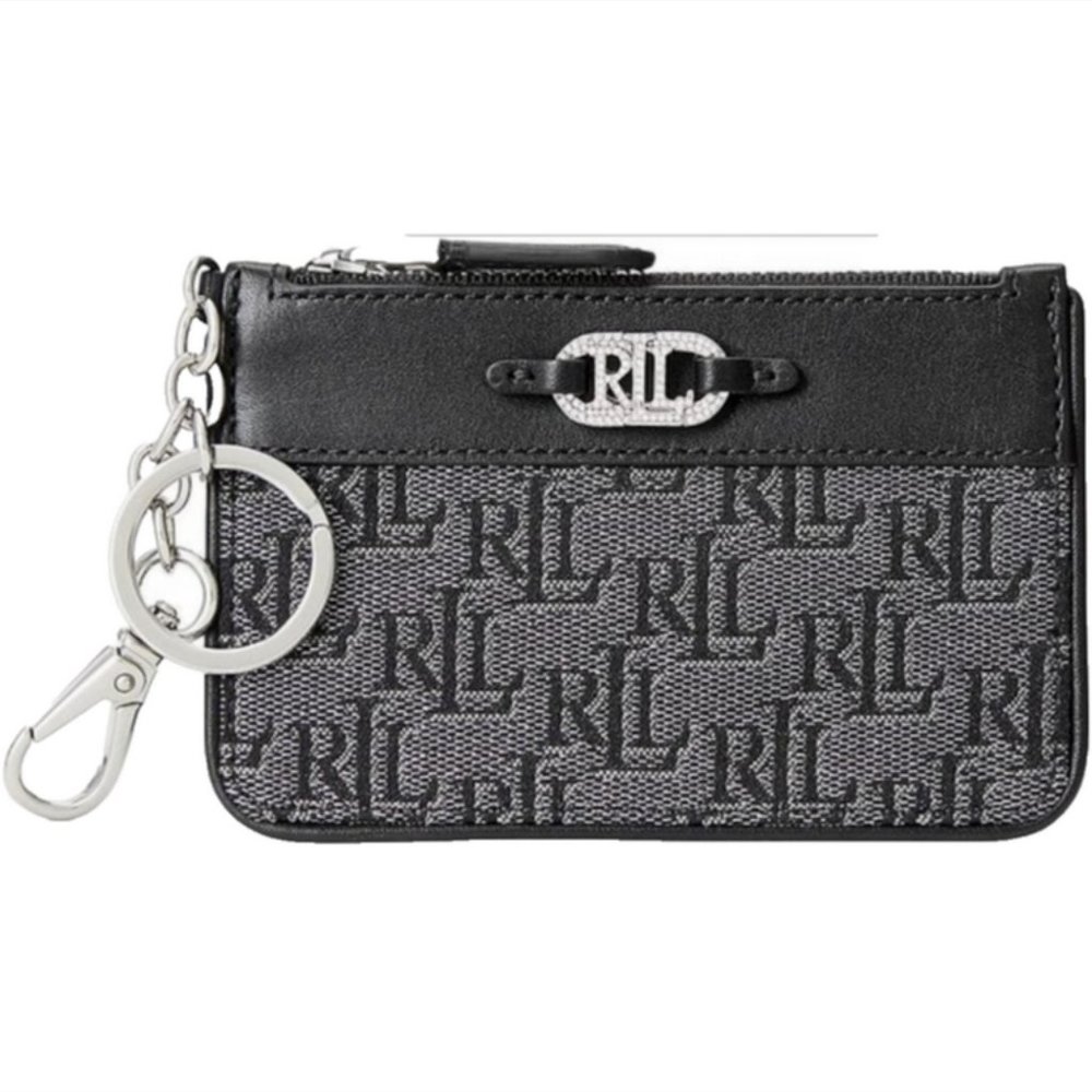 Lauren Ralph Lauren Monogram Jacquard Zip Card Case